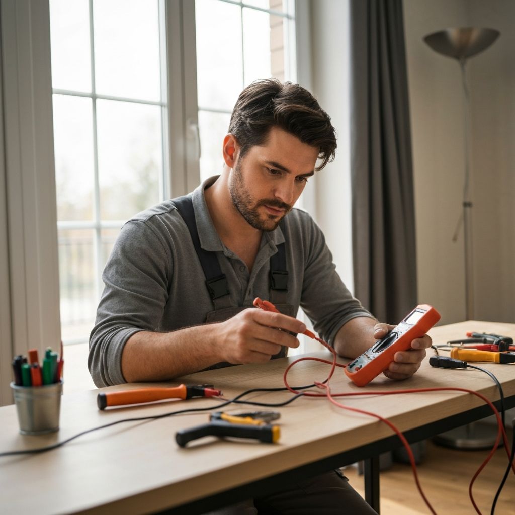 Professional electrician working